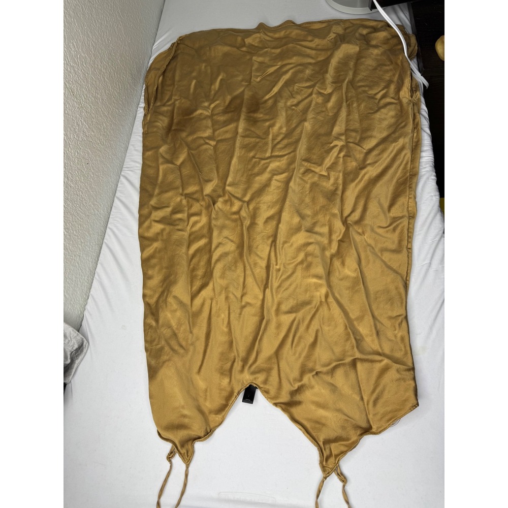 Banana Republic Women Gold 100% Silk Cowl Neck Slip Midi Dress Large